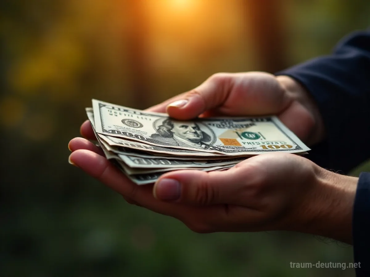 Hände übergeben Bargeld, Symbol für Geben und Teilen im Traum