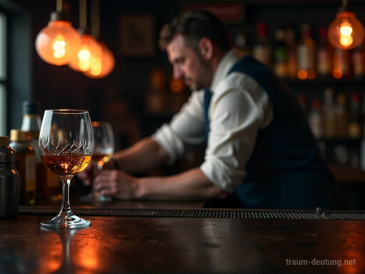 Barkeeper im Traum verschüttet Getränk beim Zubereiten.