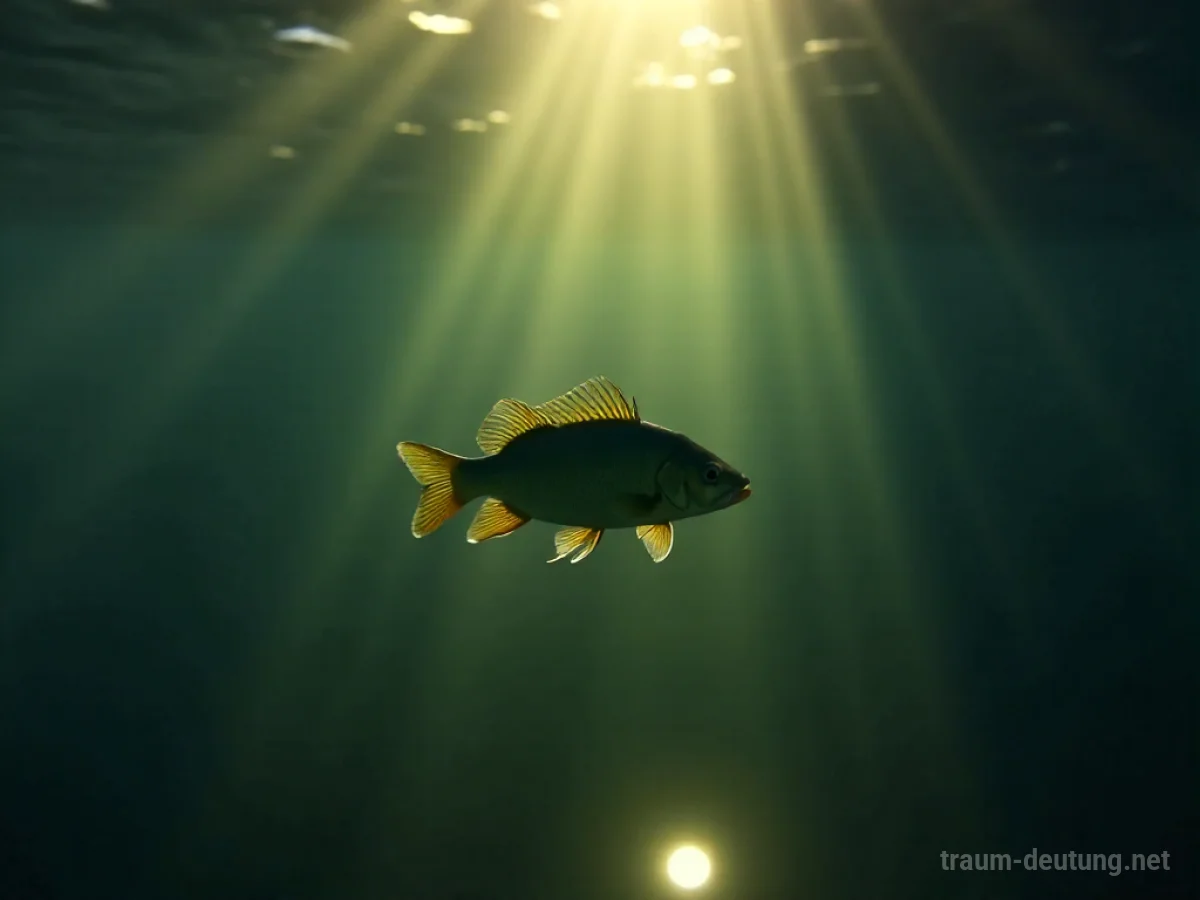 Barsch schwimmt in dunklem, trübem Wasser