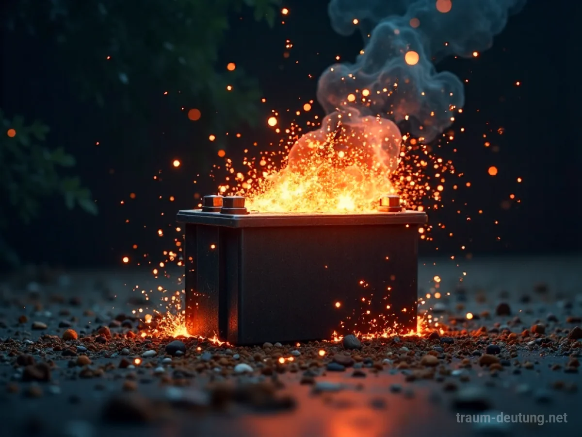 Abstrakte Darstellung einer explodierenden Batterie mit Energieausbrüchen