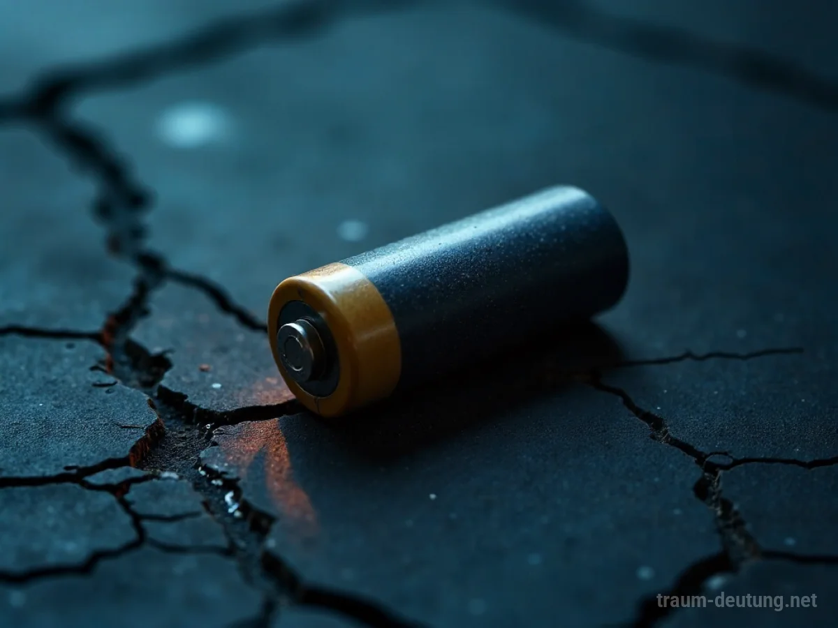 Leere Batterie auf rissigem Boden
