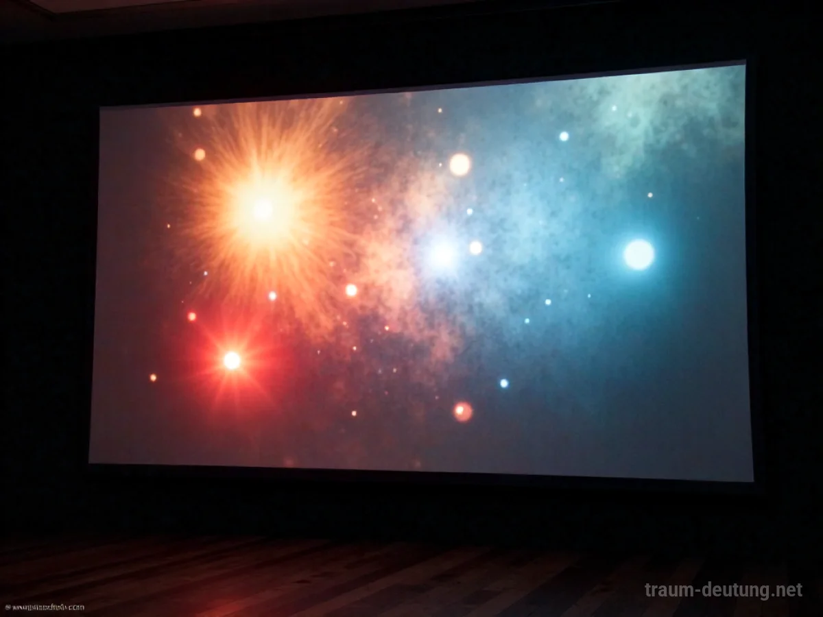 Flackerndes Beamerbild auf einer Leinwand, das verzerrte Lichter zeigt.