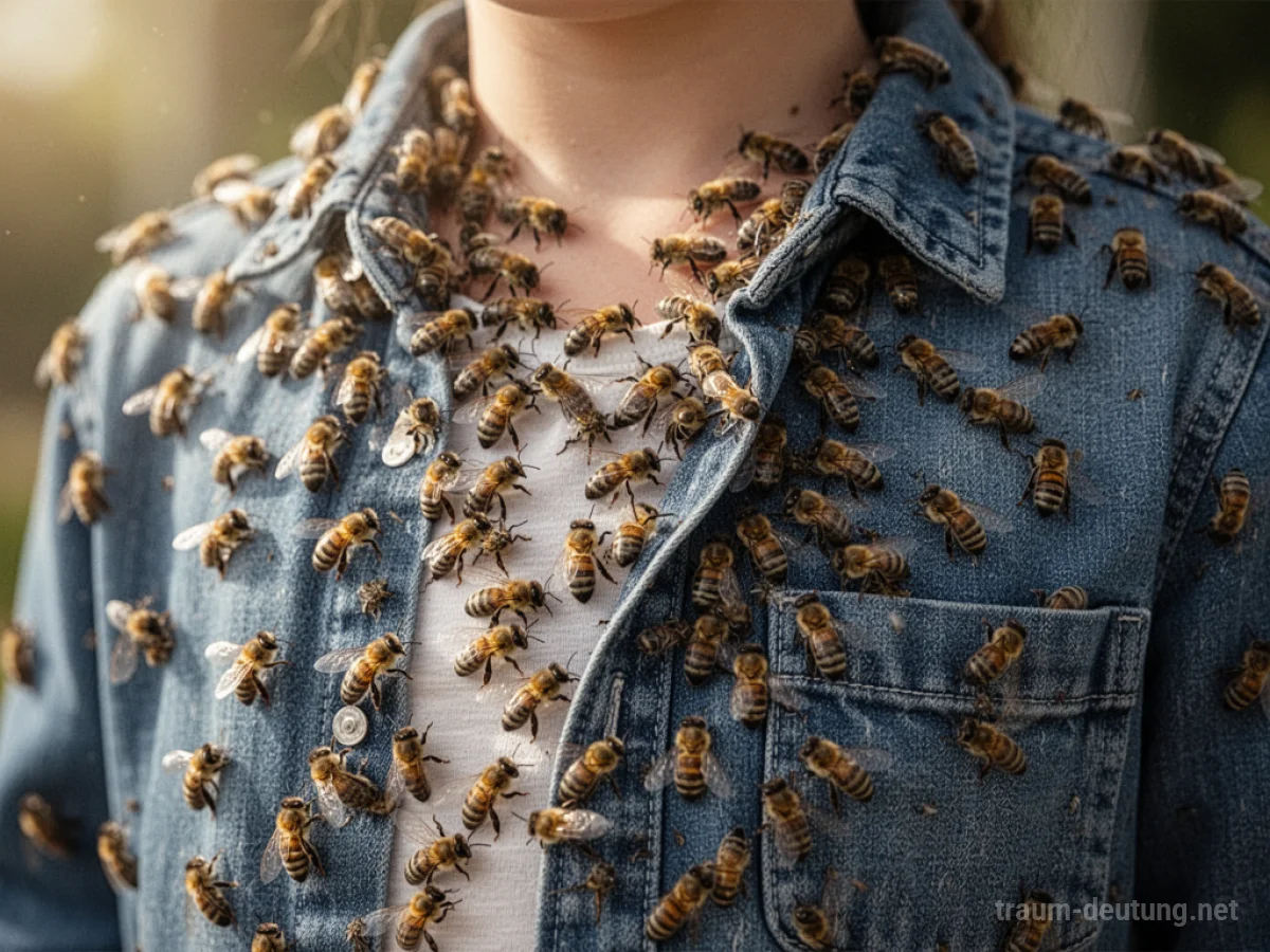 Bienen, die in Kleidung krabbeln, symbolisch dargestellt.