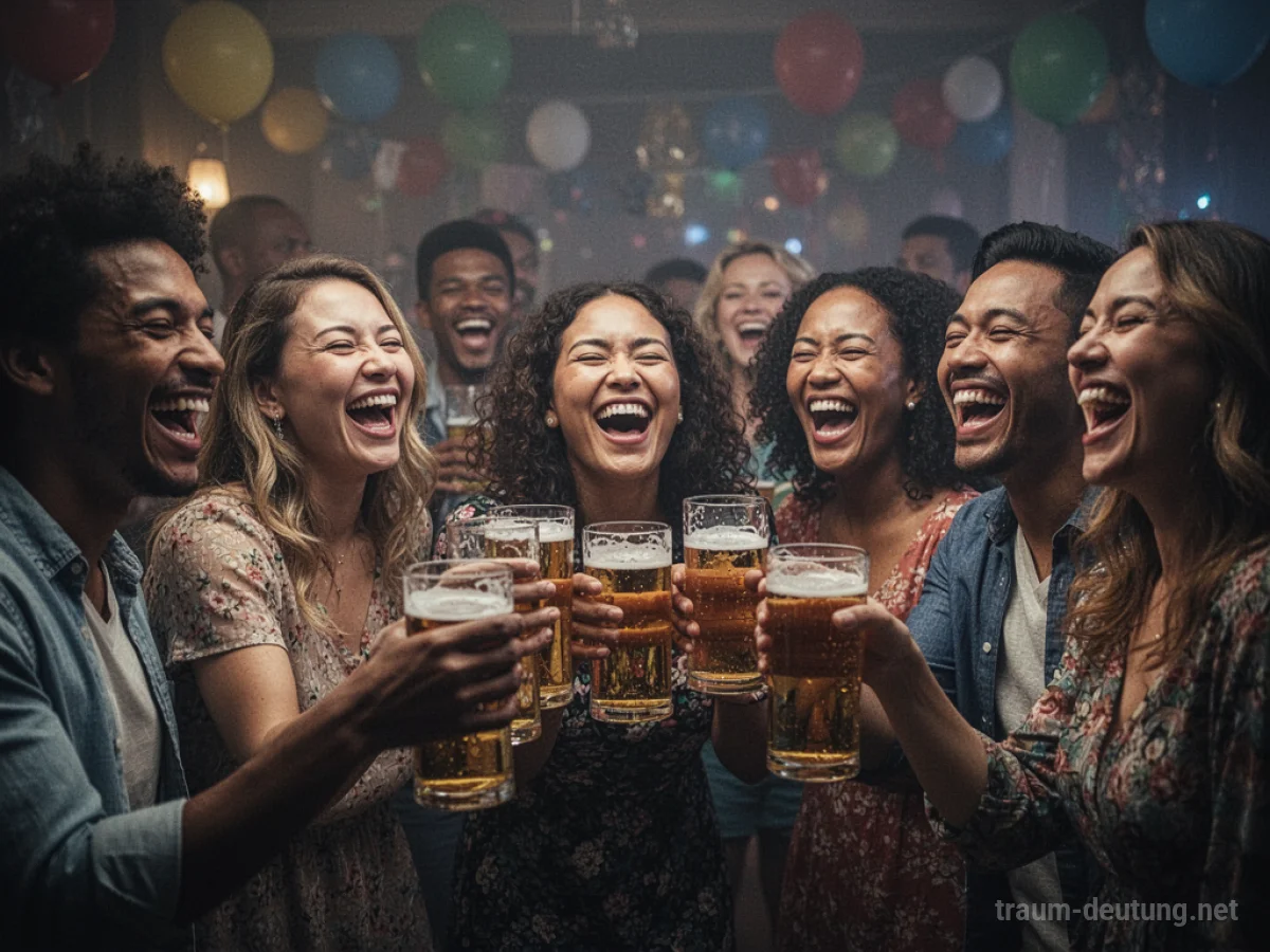 Menschen mit Biergläsern feiern auf einer Party
