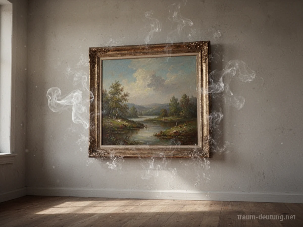 Gerahmtes Bild verblasst und verschwindet von einer Wand.