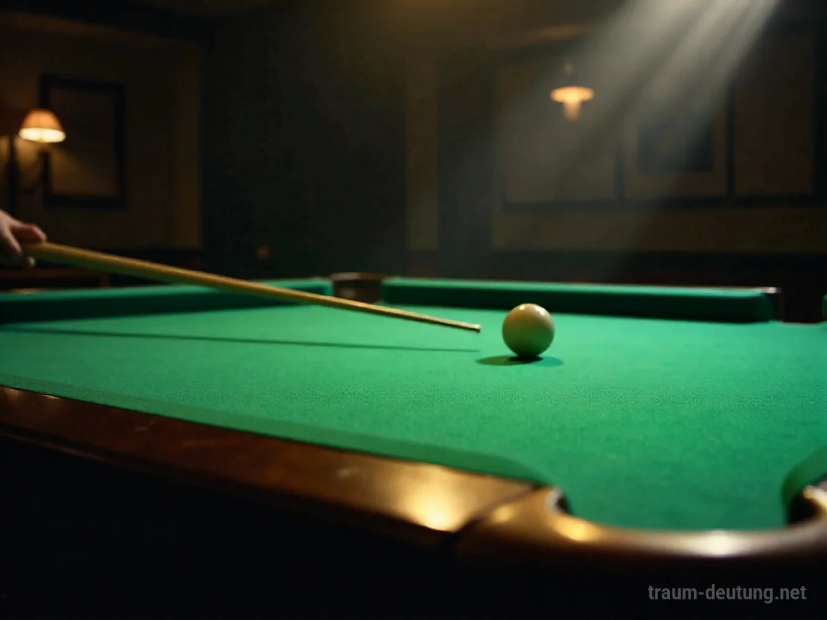 Hand spielt Billard mit Queue auf einem Tisch