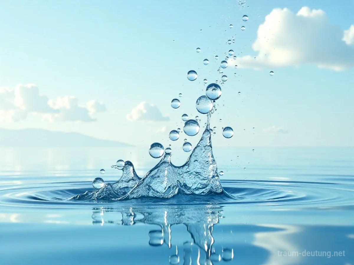 Viele durchscheinende Blasen steigen von ruhigem Wasser in den Himmel auf.