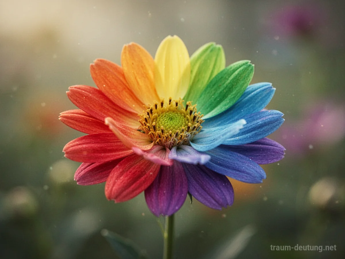 Eine Blume, deren Blütenblätter sanft die Farbe wechseln.