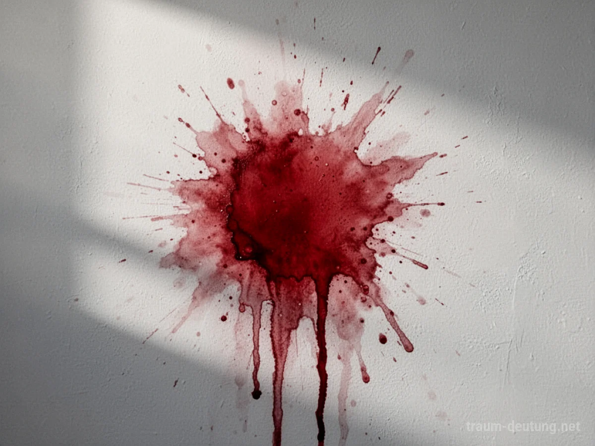 Ein roter Fleck an einer weißen Wand.
