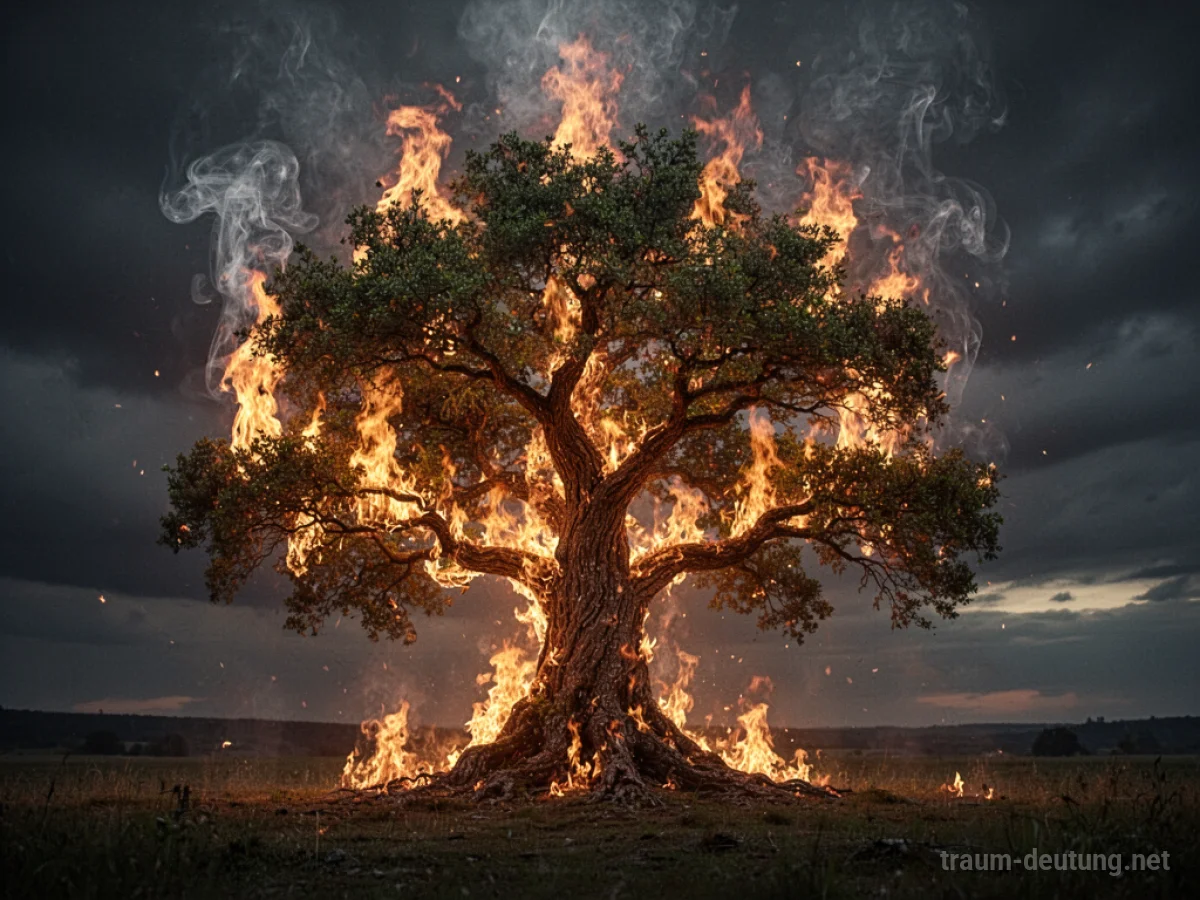 Symbolischer brennender Baum im Traum