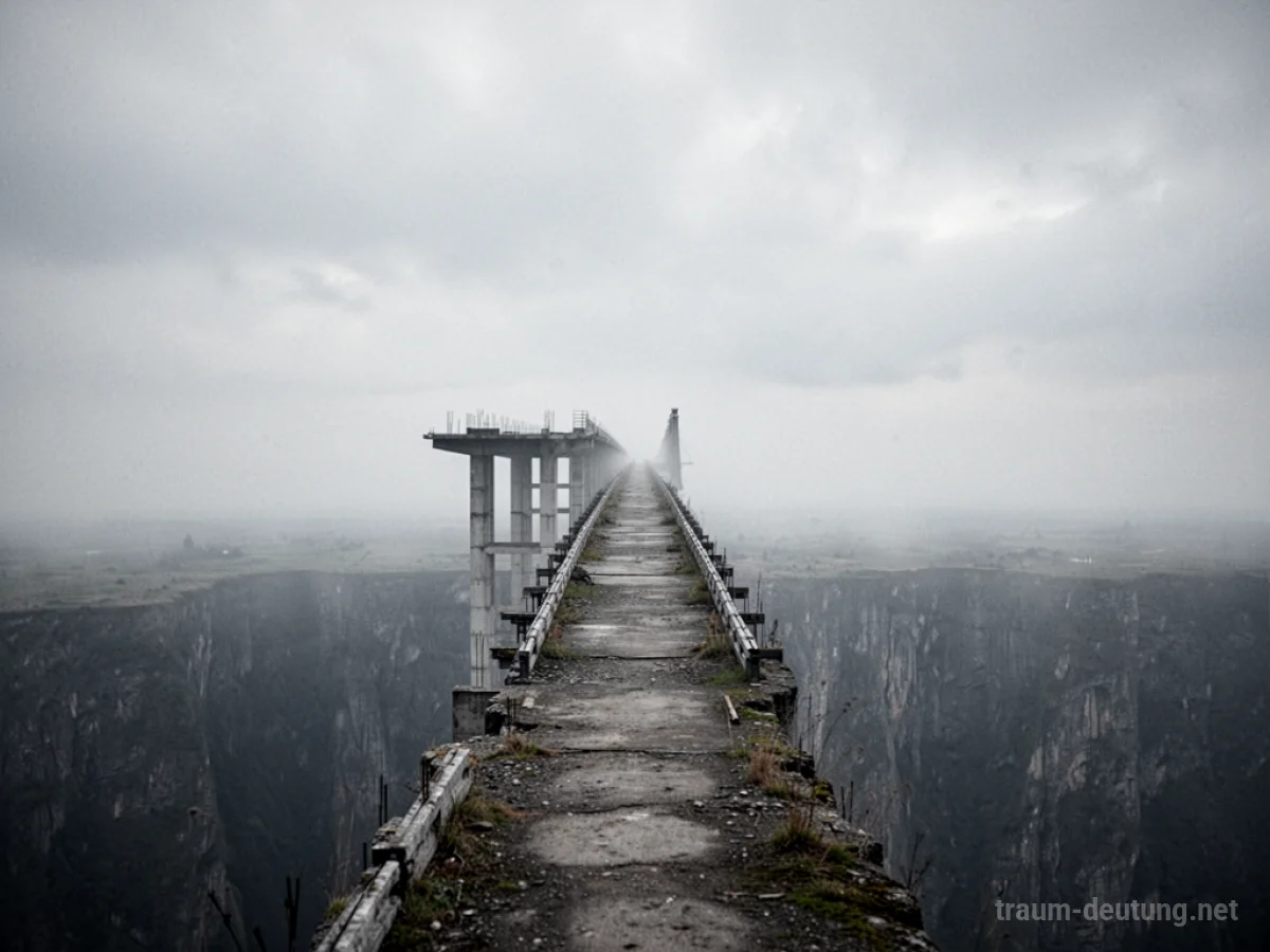Eine Brücke, die ins Nichts führt über einem leeren Abgrund.