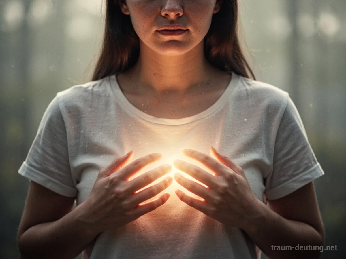 Person spürt Wärme in der Brust im Traum, symbolisiert emotionale Verbundenheit.
