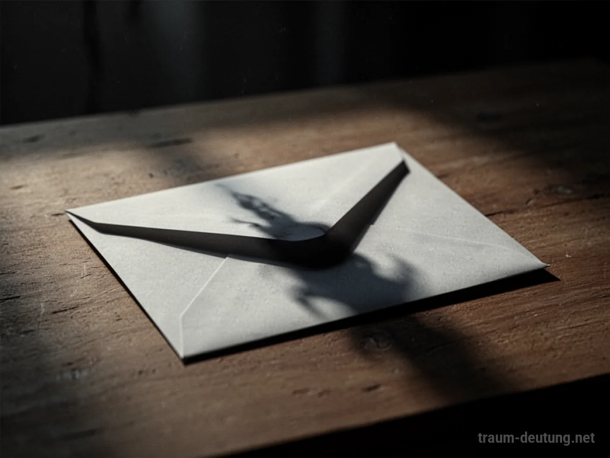 Ein einzelner Brief mit einem bedrohlichen Schatten darauf