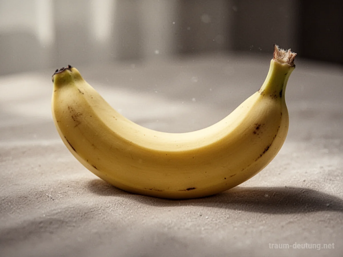 Eine einzelne, gelbe Banane liegt auf einer weichen Oberfläche.