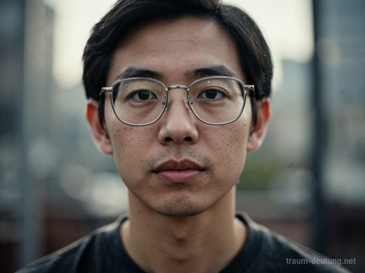 Eine Person trägt eine verzerrte Brille, die die Sicht verschwommen macht.