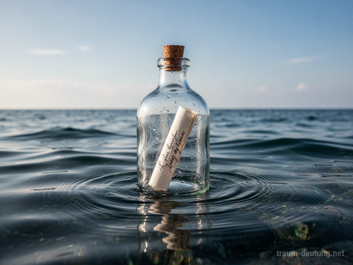 Flaschenpost im Meer treibend