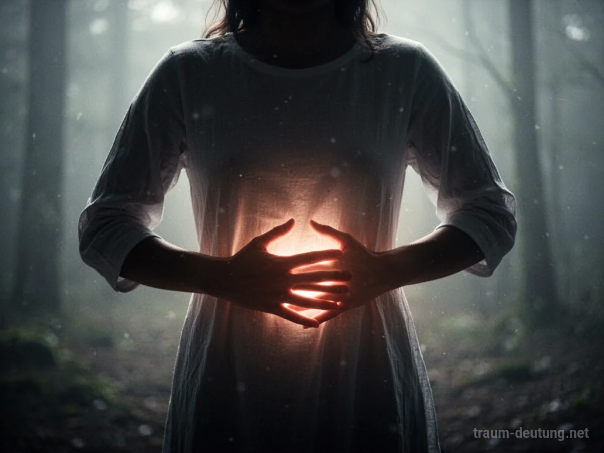 Eine Silhouette einer Person, die eine Hand sanft auf den Bauch legt.