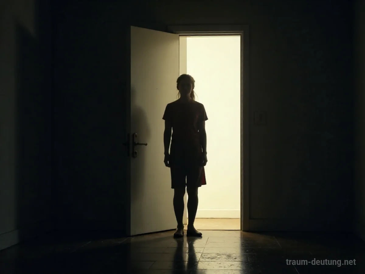 Silhouette einer Person an einer Tür, eine fremde Figur im Raum.