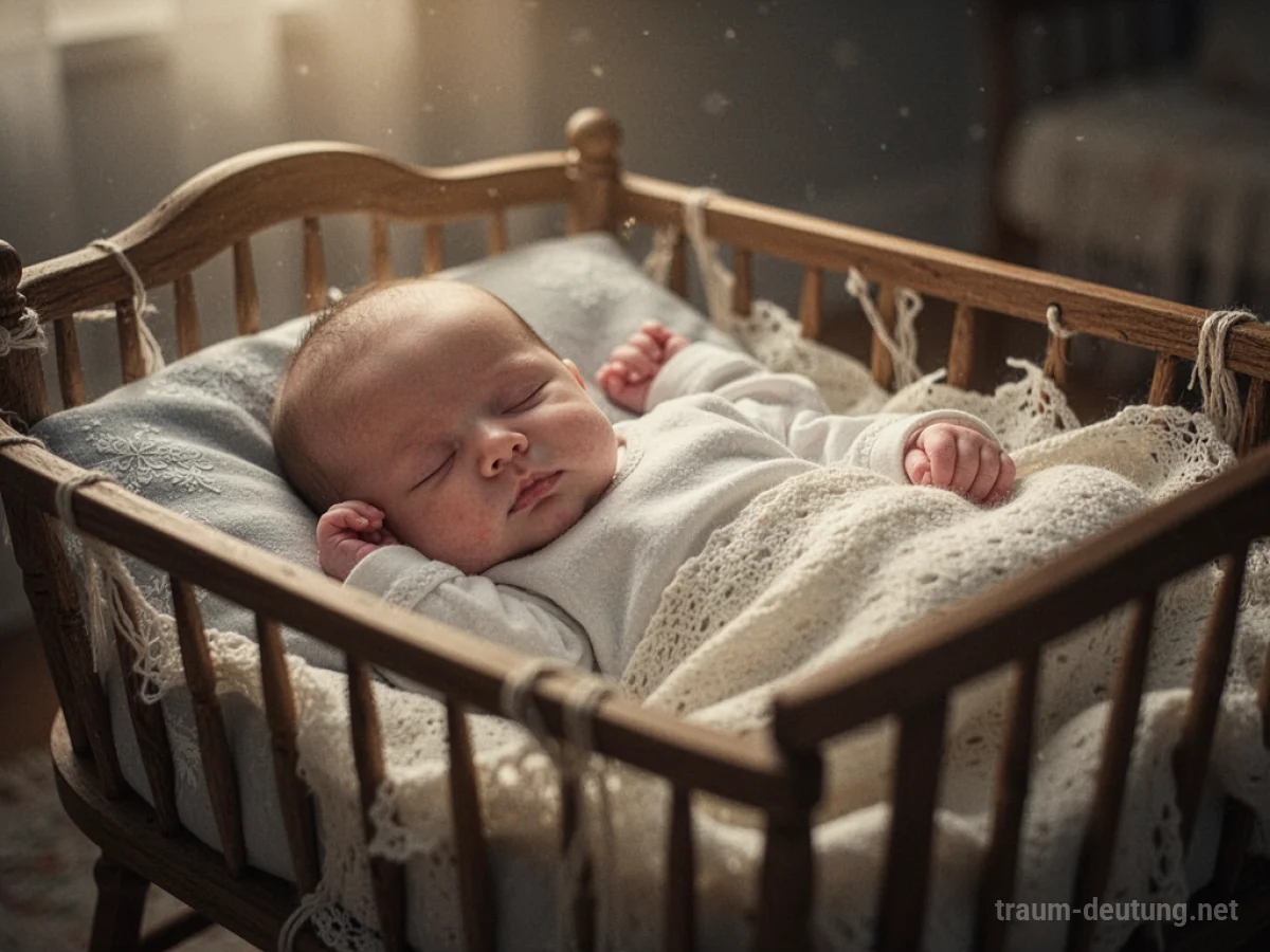 Fremdes Baby schläft friedlich in einem Kinderwagen.