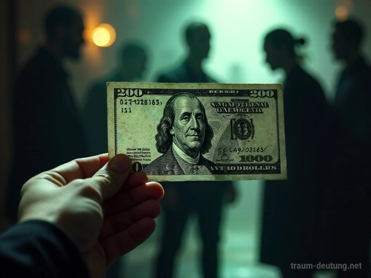 Gefälschte Banknoten in einer Hand mit unscharfem Hintergrund