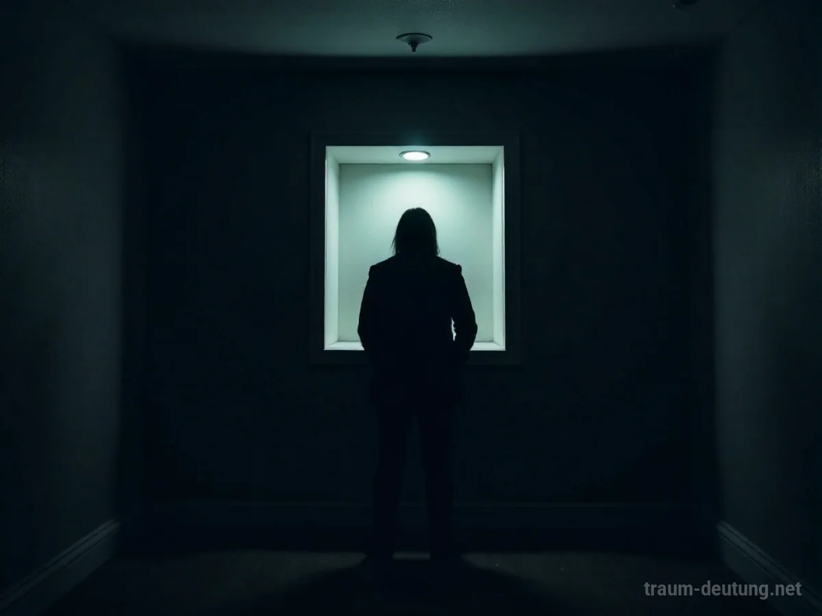 Silhouette einer Person vor einer Beichtgelegenheit im Dunkeln