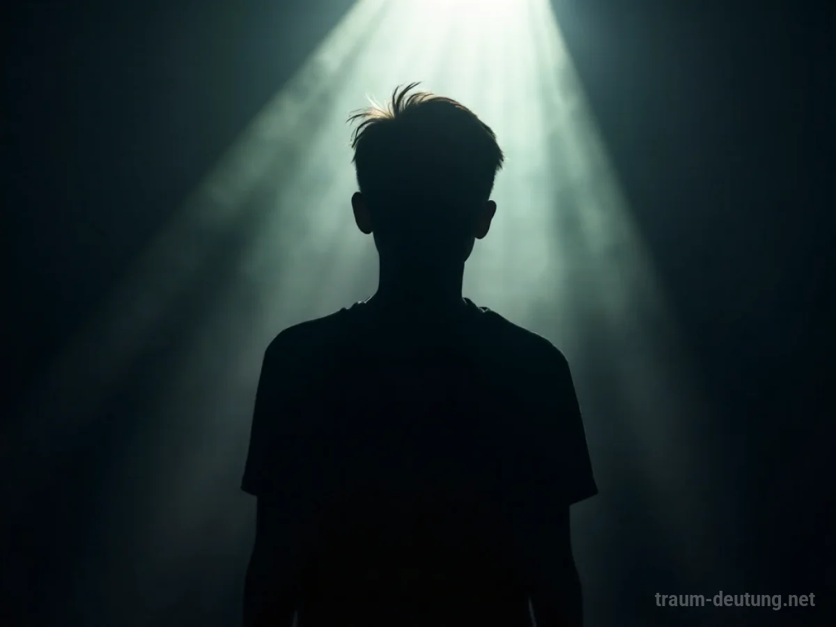 Silhouetten einer Person, die vor einer dunklen Gestalt steht, im Traum