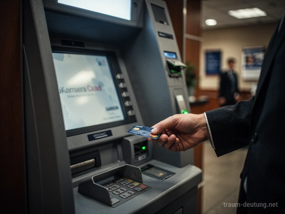 Hand hebt Geld an einem Bank-Geldautomaten ab