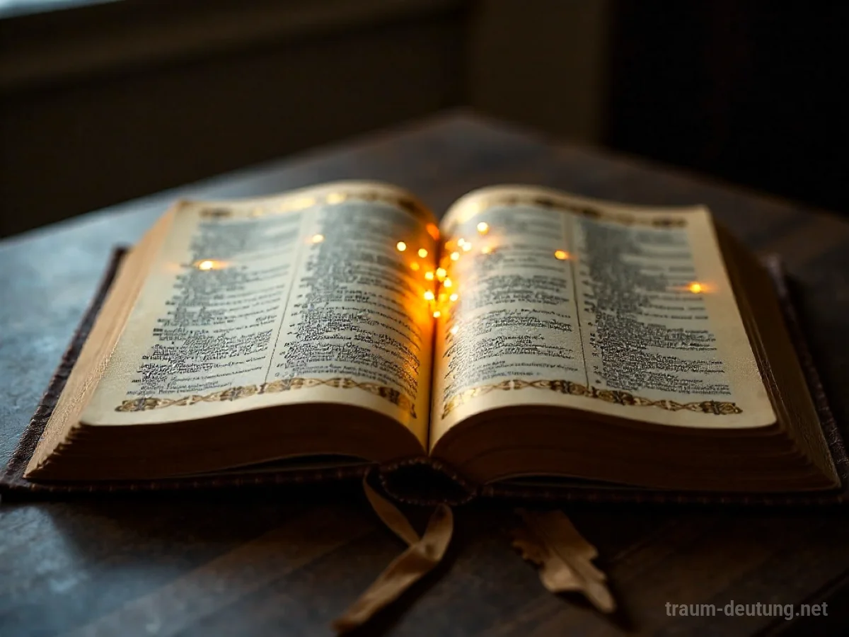 Eine aufgeschlagene goldene Bibel mit leuchtenden Seiten