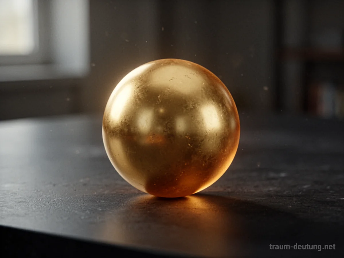 Ein leuchtender goldener Ball auf dunklem Untergrund.