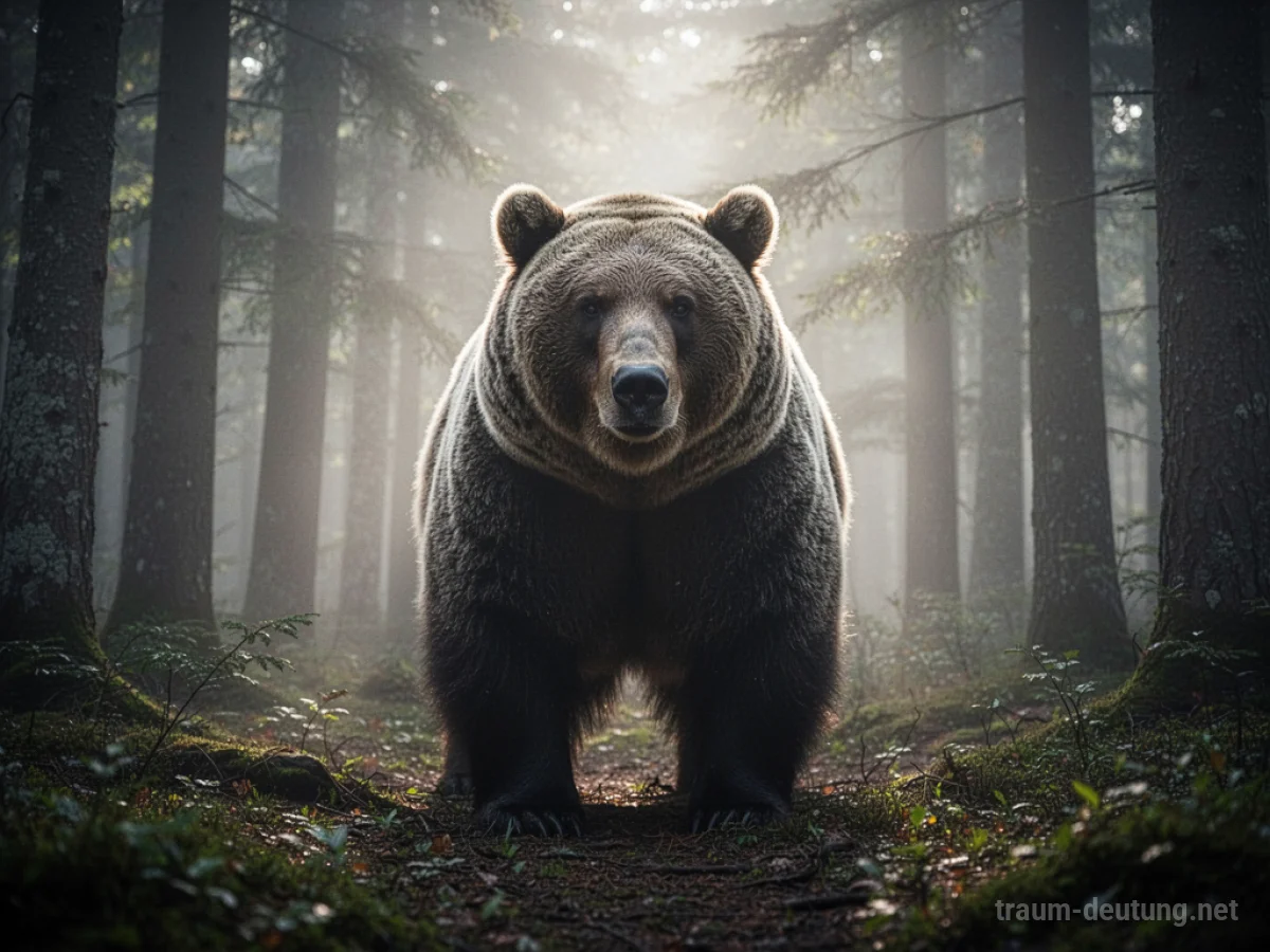Großer Bär im dichten Nebelwald
