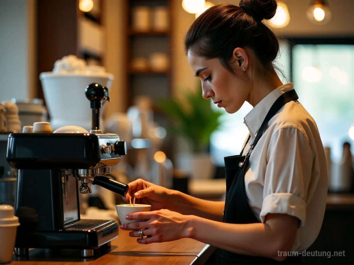 Eine Person arbeitet als Barista und bereitet Kaffee zu.