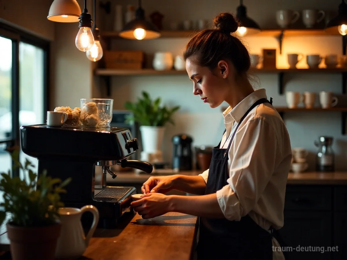 Barista bereitet Kaffee im Traum zu
