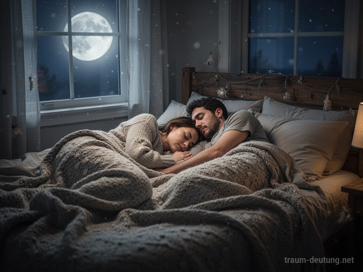 Ein Paar schläft friedlich in einem gemütlichen Bett.