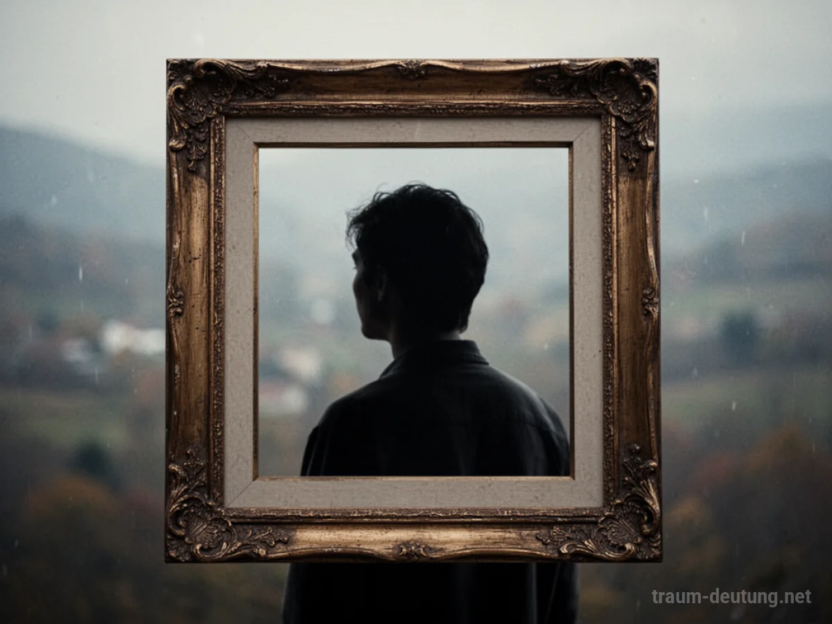 Silhouette einer Person im Bilderrahmen gefangen, Blick nach draußen