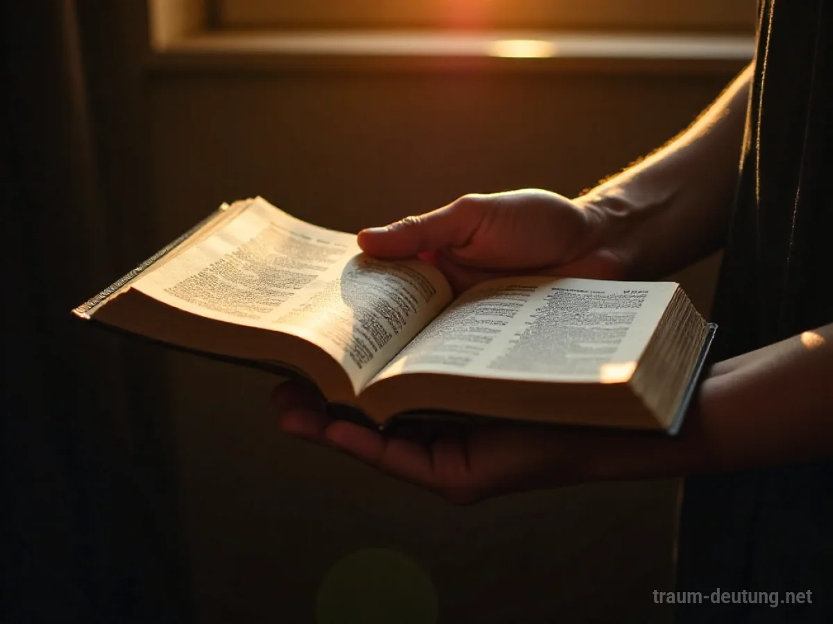 Eine Hand reicht eine geöffnete Bibel einer anderen Hand.