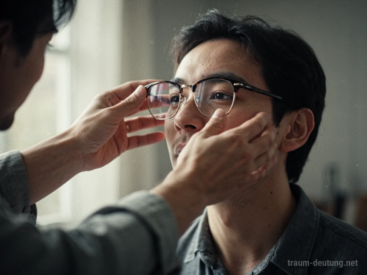 Jemand nimmt einer Person die Brille vom Gesicht.