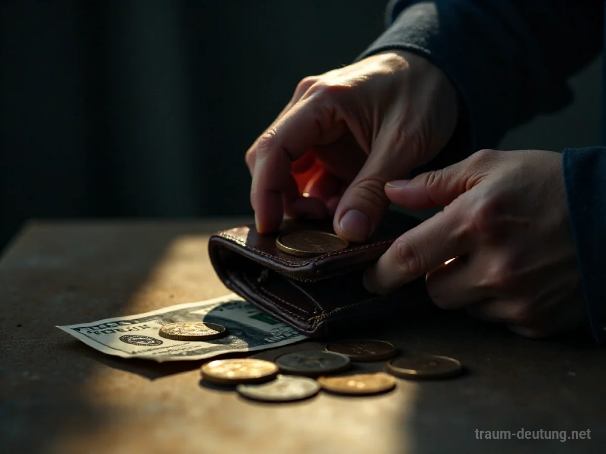 Schattenhafte Hand stiehlt Bargeld aus einer Geldbörse