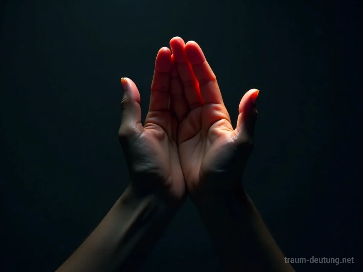 Eine einzelne Hand applaudiert im Dunkeln, Lichtstrahl geht von der Hand aus.