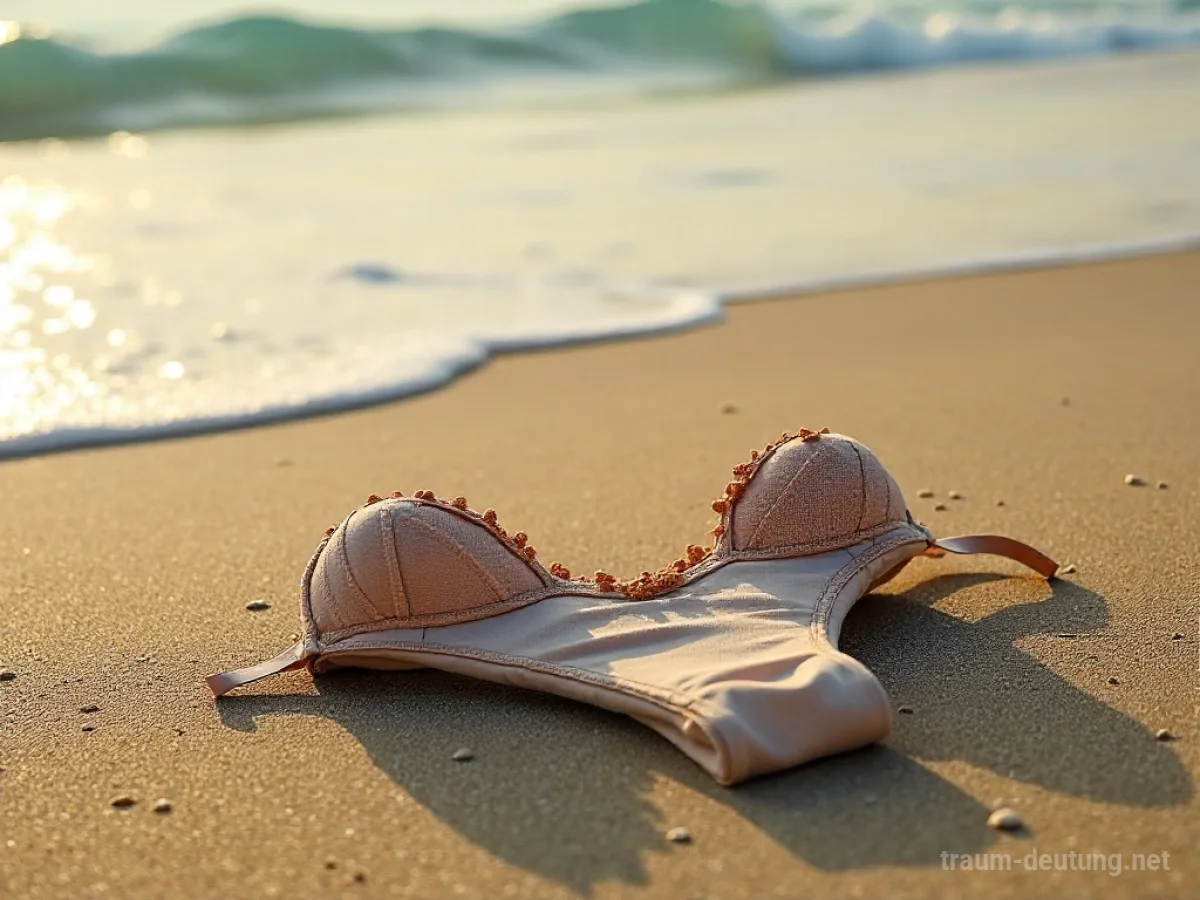 Ein kaputter Bikini liegt am Strand.