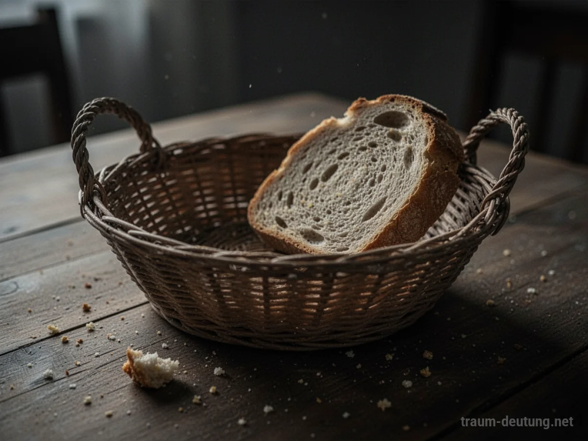Leerer Brotkorb auf einem Tisch, der Knappheit symbolisiert.