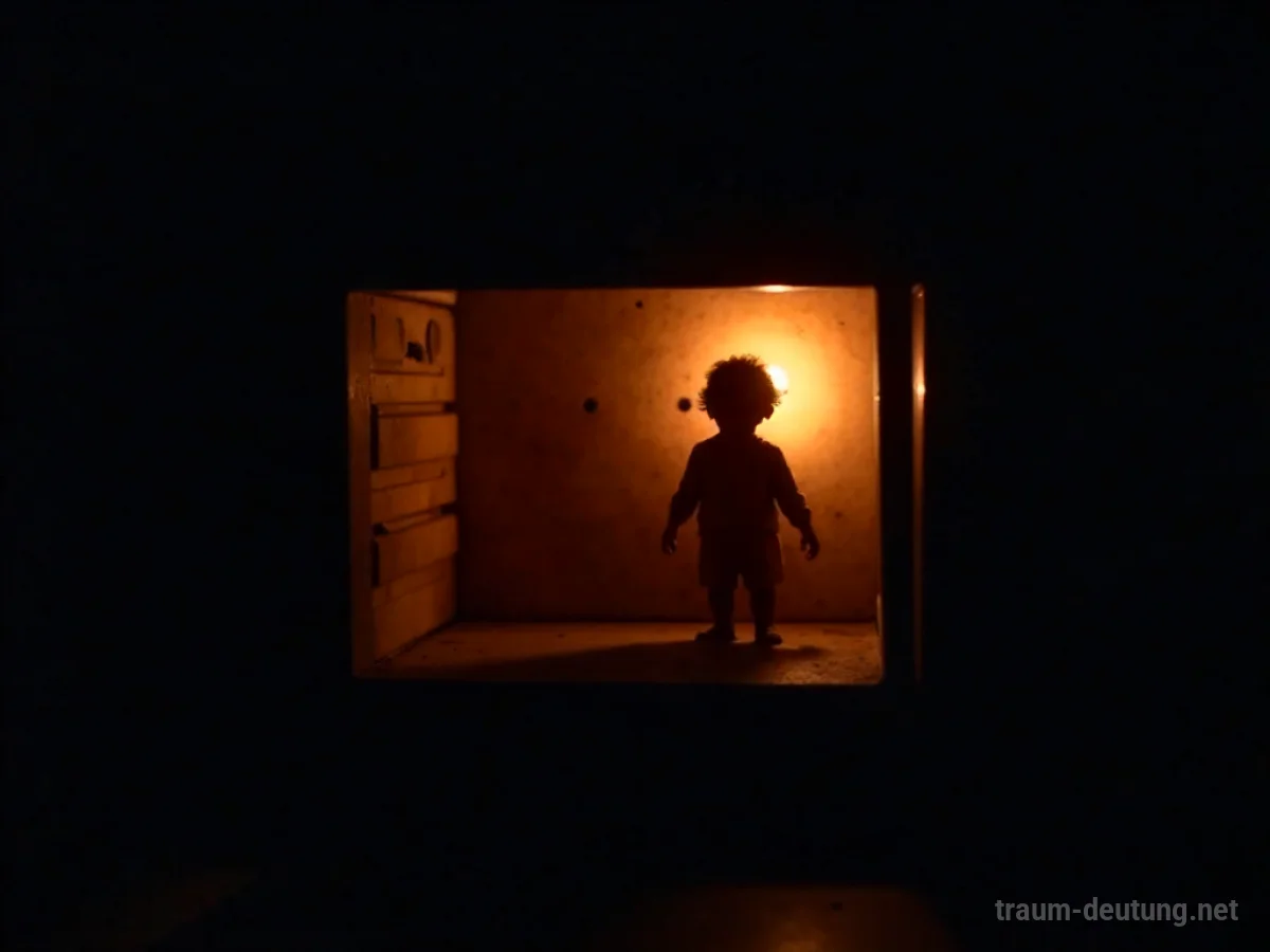 Silhouettenartiges Kind im Inneren eines Backofens
