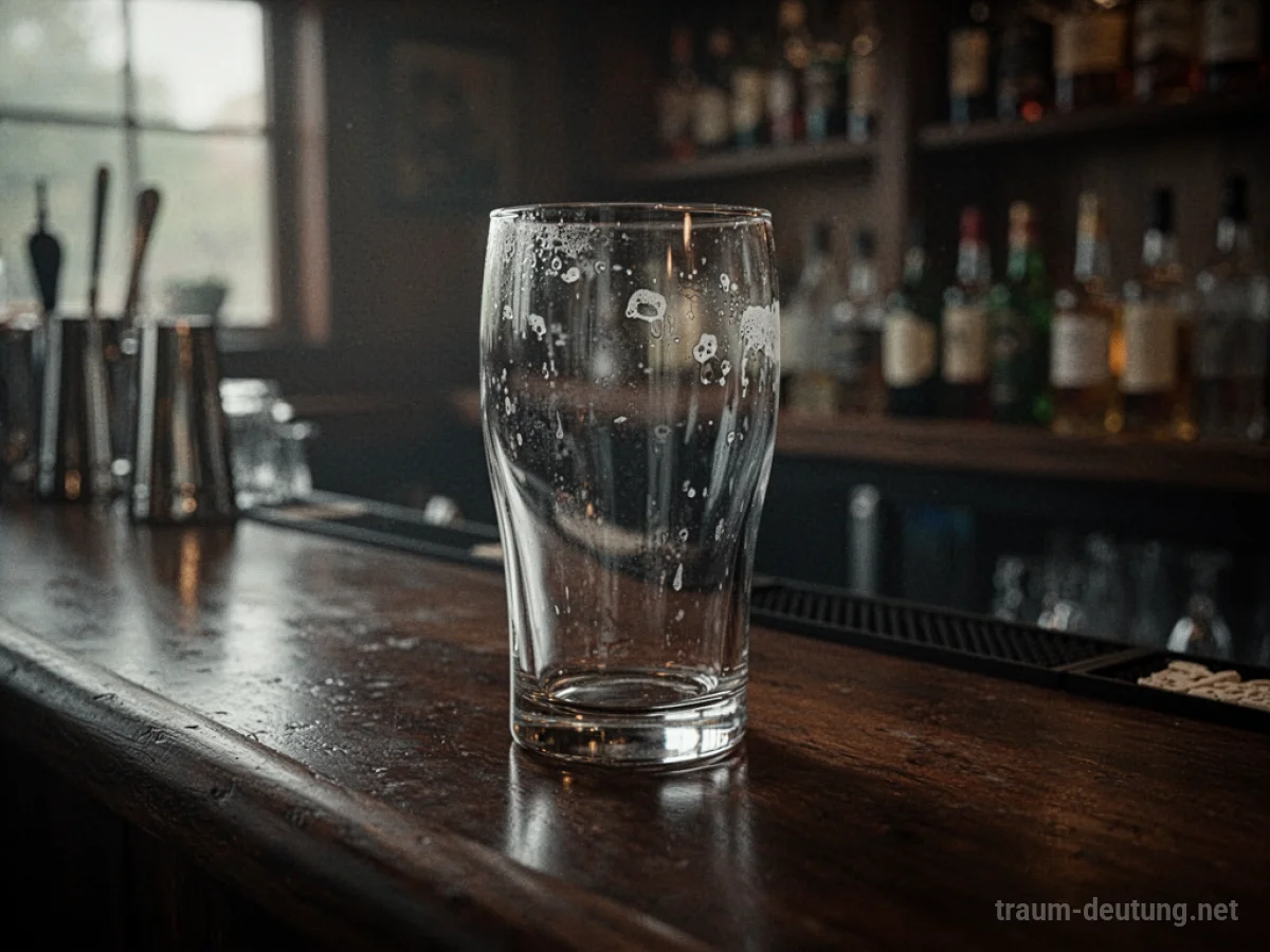 Ein leeres Bierglas steht auf einem Tresen.