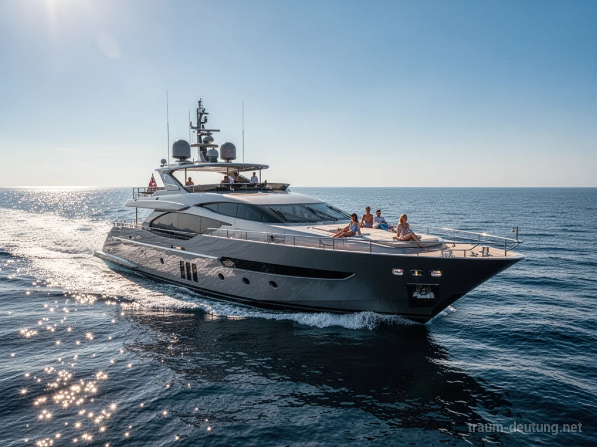 Luxusyacht auf ruhigem Meer unter strahlendem Himmel