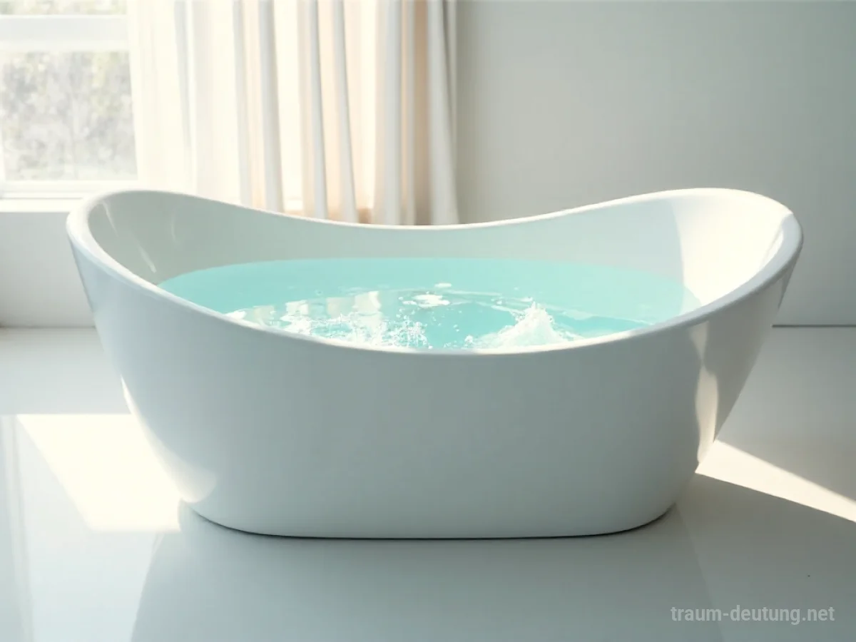 Eine neue, glänzende Badewanne in einem hellen Badezimmer.