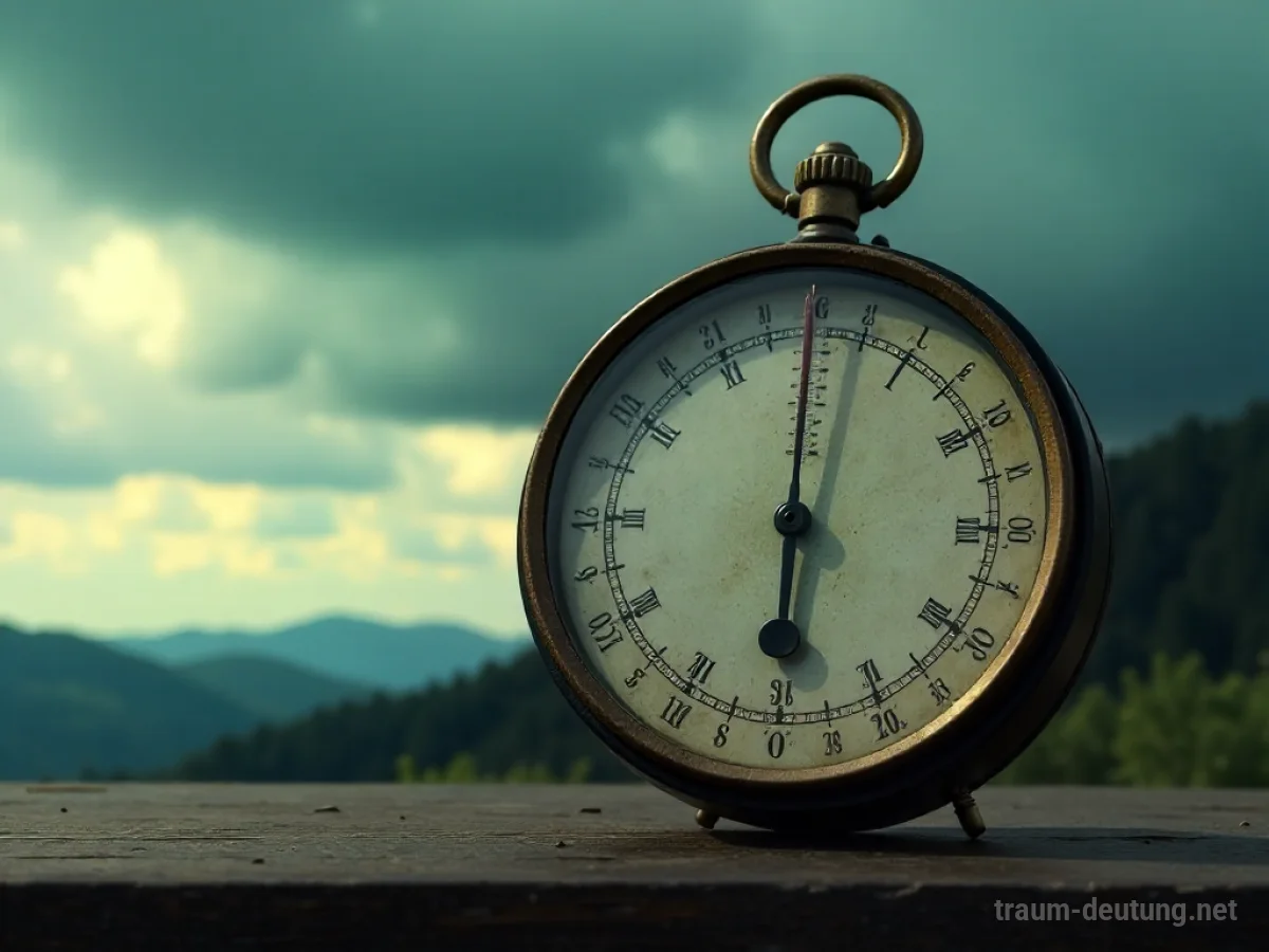 Barometer mit fallendem Zeiger vor stürmischem Himmel