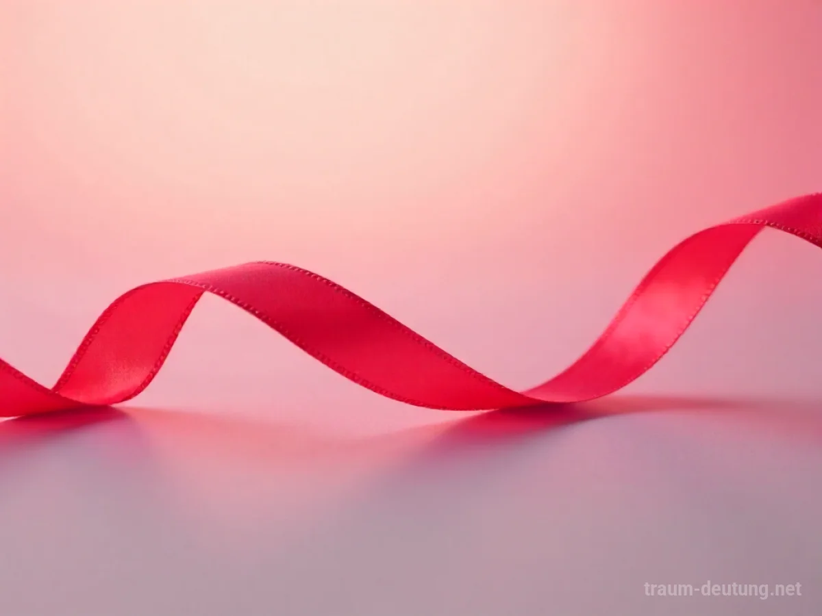 Ein leuchtend rotes Band schwebt sanft im Licht.