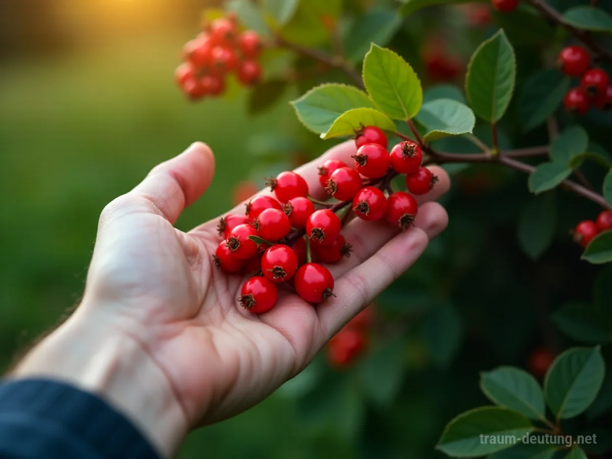 Eine Hand greift nach sauren Beeren an einem Strauch.