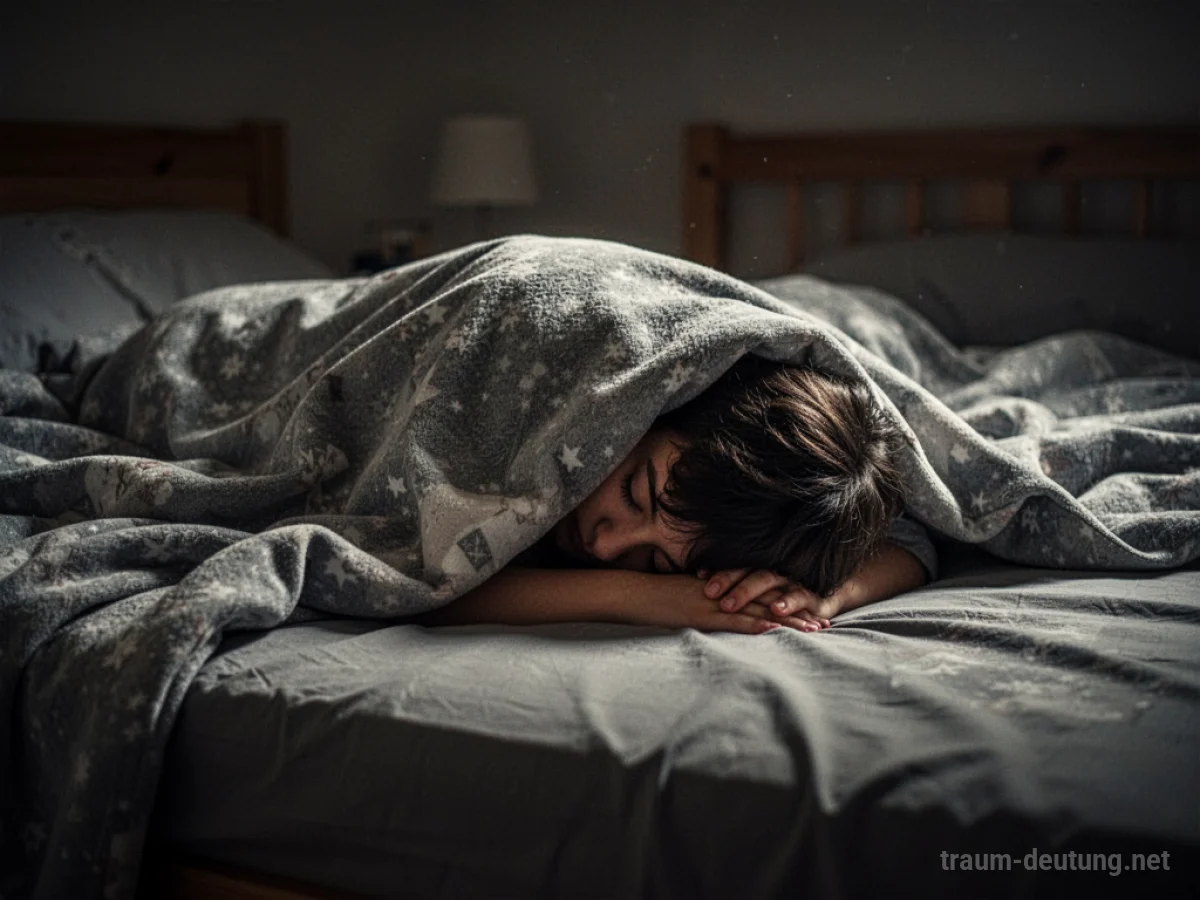 Kopf unter der Bettdecke versteckt