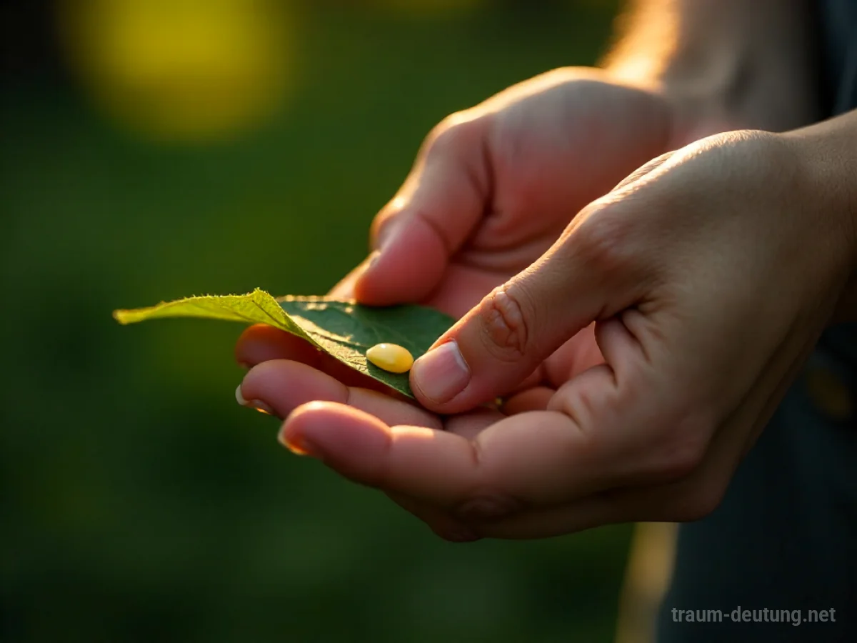 Hände tragen sanft Balsam auf eine symbolische Wunde auf einem Blatt auf.