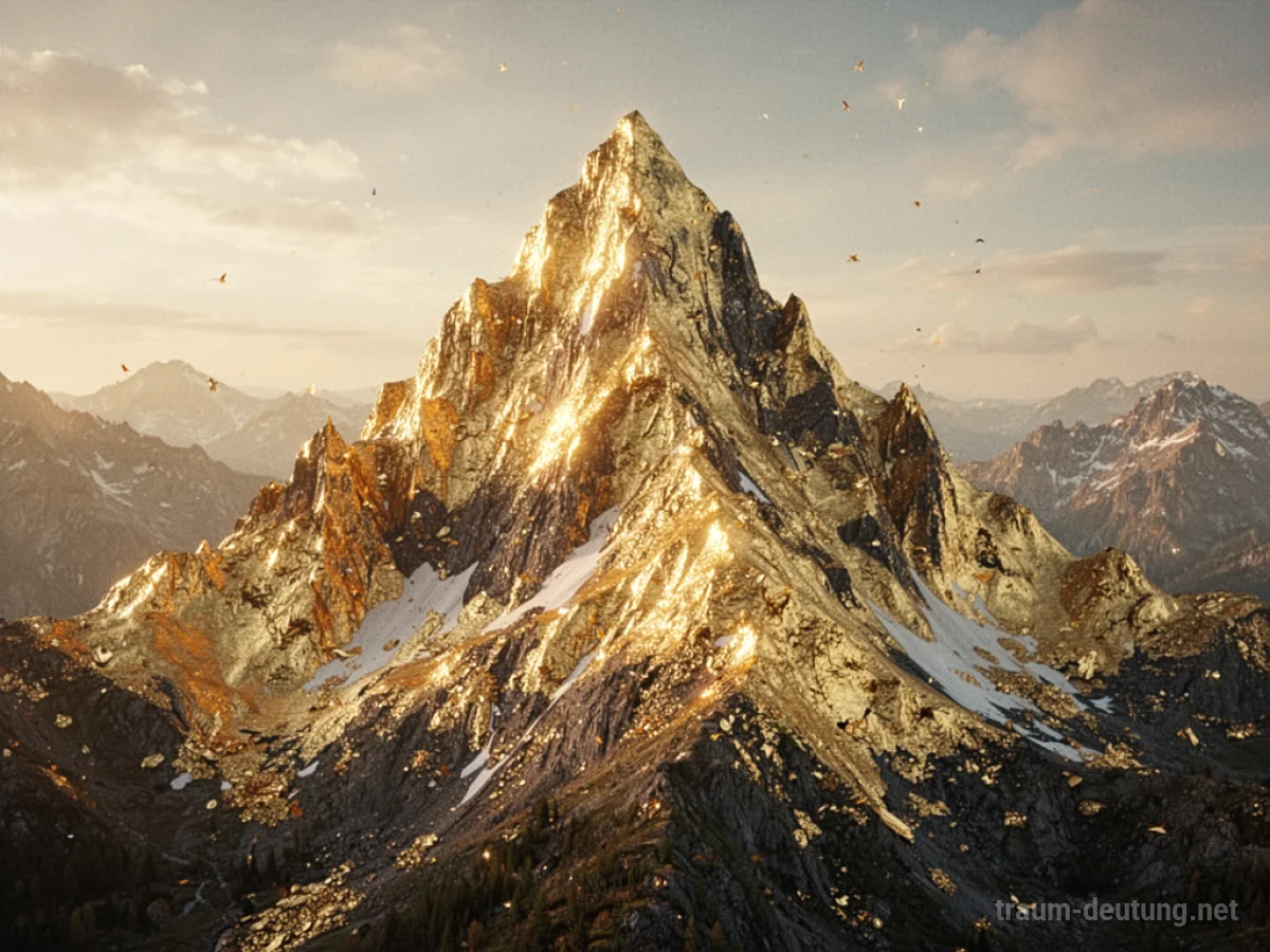 Ein Berg aus glänzendem Gold unter strahlendem Sonnenschein